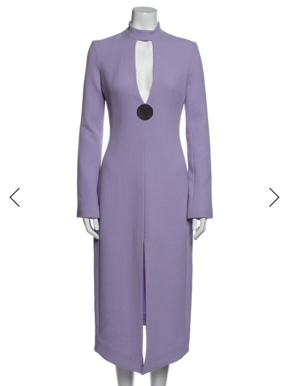 David Koma NWT Long-Sleeve Lavender Midi Dress with Keyhole and Disc Detail